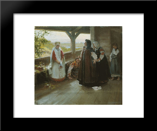 Spat On The Terrace 20x24 Black Modern Wood Framed Art Print Poster by Lebedev, Klavdy