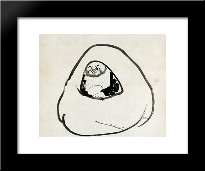 Kogan Gengei-Laughing Hotei 20x24 Black Modern Wood Framed Art Print Poster by Gengei, Kogan