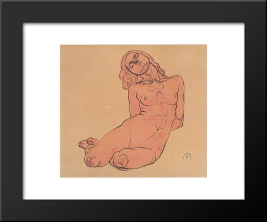 A Crouching Woman 20x24 Black Modern Wood Framed Art Print Poster by Moser, Koloman