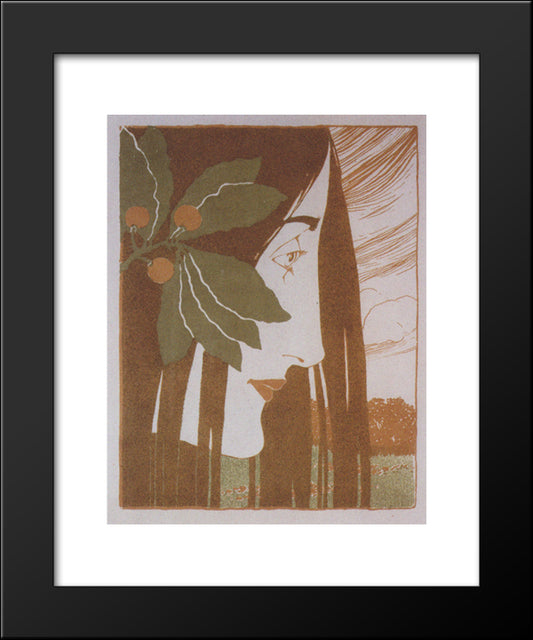 A Decorative Stain In Red And Green 20x24 Black Modern Wood Framed Art Print Poster by Moser, Koloman