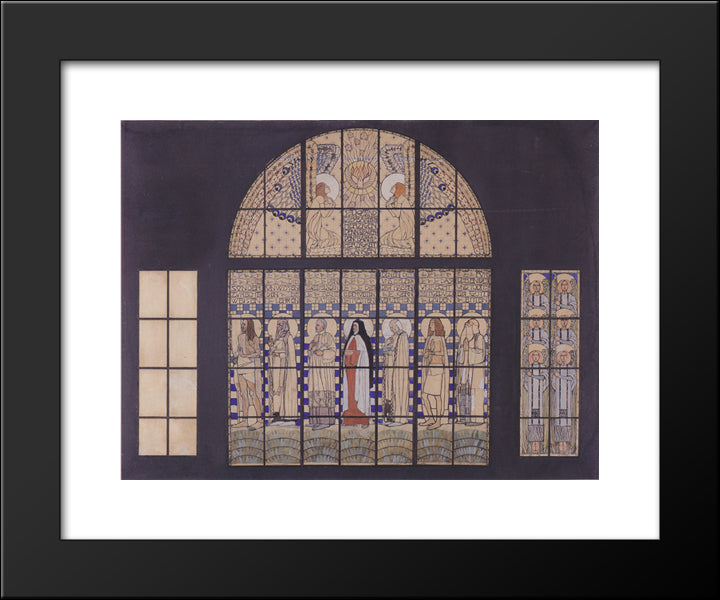 Church Am Steinhof, Design For The East Side Windows 20x24 Black Modern Wood Framed Art Print Poster by Moser, Koloman