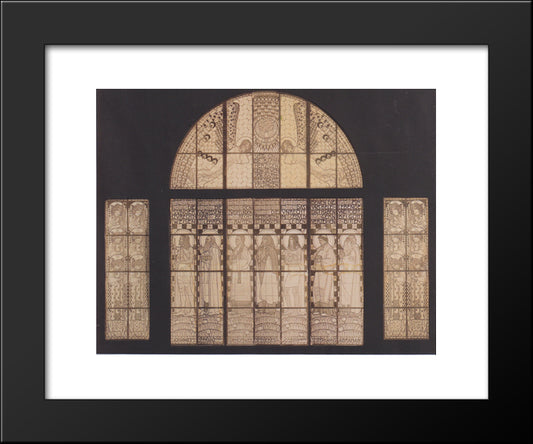 Church Am Steinhof, Drawing Of Western Window 20x24 Black Modern Wood Framed Art Print Poster by Moser, Koloman