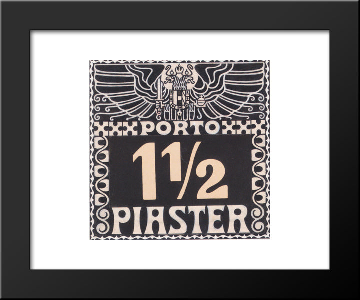 Design For The 1102 Piastres Porto Brand Of Austrian Post In The Levant (Not Issued) 20x24 Black Modern Wood Framed Art Print Poster by Moser, Koloman