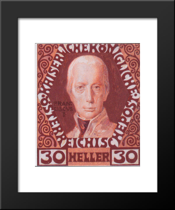 Design For The Anniversary Stamp With Austrian Emperor Francis I 20x24 Black Modern Wood Framed Art Print Poster by Moser, Koloman