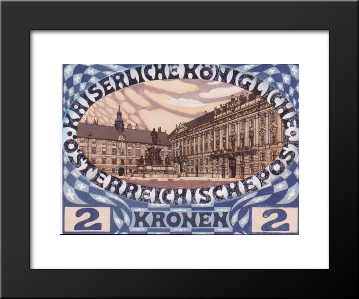 Design For The Austrian Jubilee Stamp With View Of The Vienna Hofburg 20x24 Black Modern Wood Framed Art Print Poster by Moser, Koloman