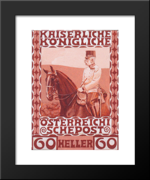 Design Of The Anniversary Stamp With Austrian Franz Joseph I. On Horseback 20x24 Black Modern Wood Framed Art Print Poster by Moser, Koloman