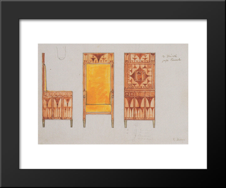 Draft Drawings For The Breakfast Room Of The Apartment Eisler Terramare High Chair 20x24 Black Modern Wood Framed Art Print Poster by Moser, Koloman