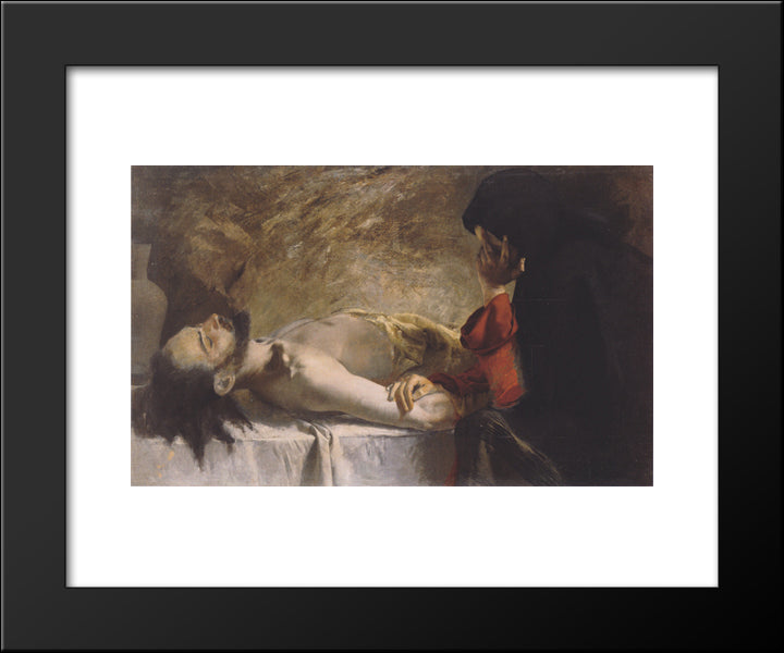 Pieta 20x24 Black Modern Wood Framed Art Print Poster by Moser, Koloman