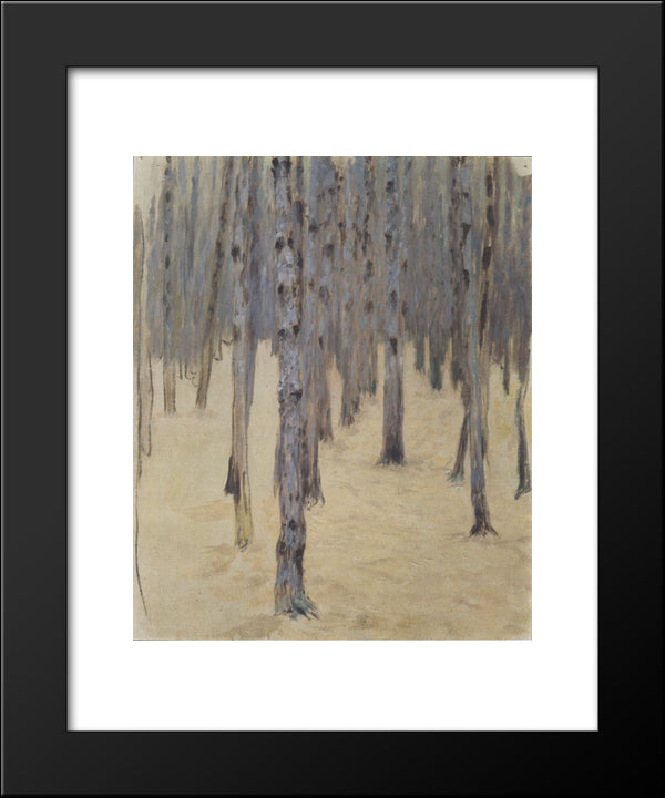 Pine Forest In Winter 20x24 Black Modern Wood Framed Art Print Poster by Moser, Koloman