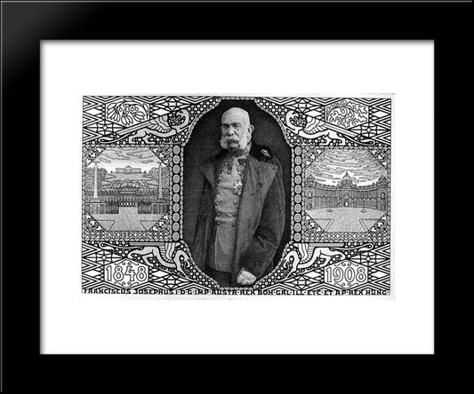 Postcard With Emperor Franz Josef 20x24 Black Modern Wood Framed Art Print Poster by Moser, Koloman