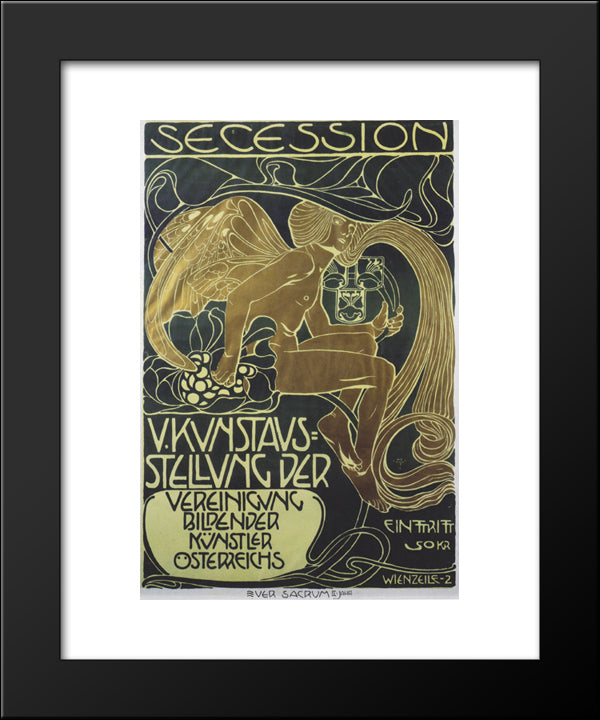 Poster Of Five Art Exhibition Of The Association Of Austrian Artists Of Secession 20x24 Black Modern Wood Framed Art Print Poster by Moser, Koloman