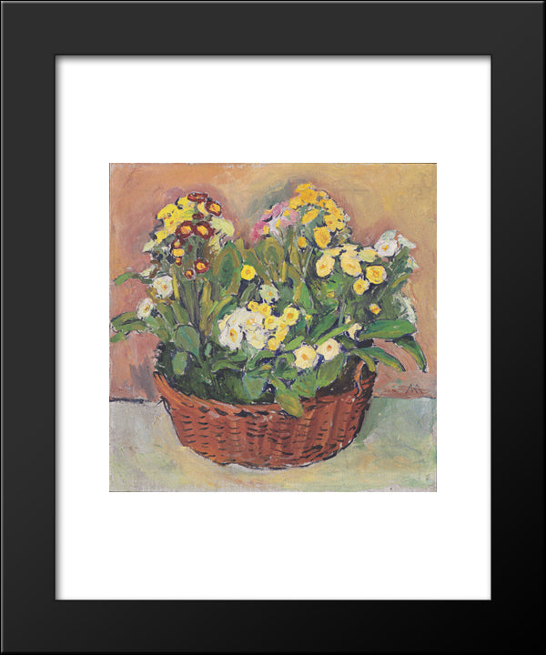 Primmeln In The Basket 20x24 Black Modern Wood Framed Art Print Poster by Moser, Koloman