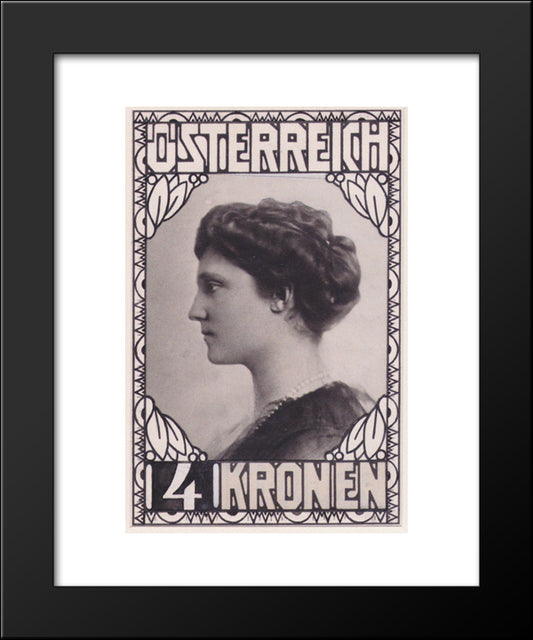 Stamp Design Empress Zita (Not Accepted) 20x24 Black Modern Wood Framed Art Print Poster by Moser, Koloman