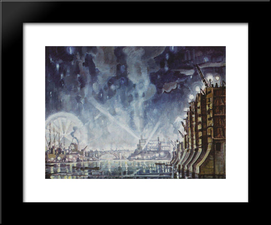 Dnieprostroy 20x24 Black Modern Wood Framed Art Print Poster by Bogaevsky, Konstantin