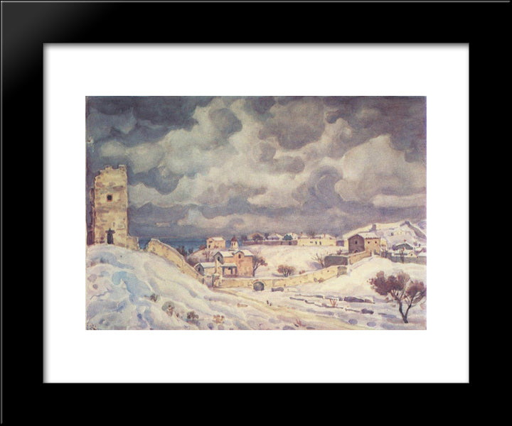 Feodosia At Winter 20x24 Black Modern Wood Framed Art Print Poster by Bogaevsky, Konstantin
