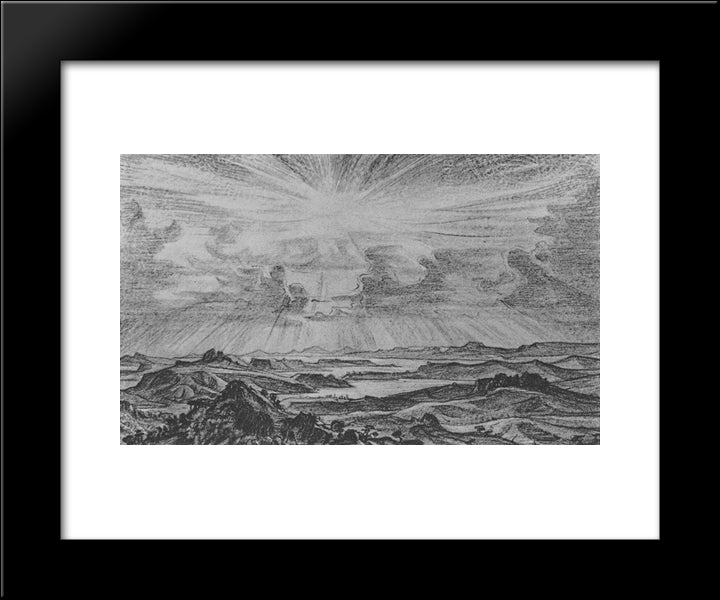 Landscape. Sun. 20x24 Black Modern Wood Framed Art Print Poster by Bogaevsky, Konstantin