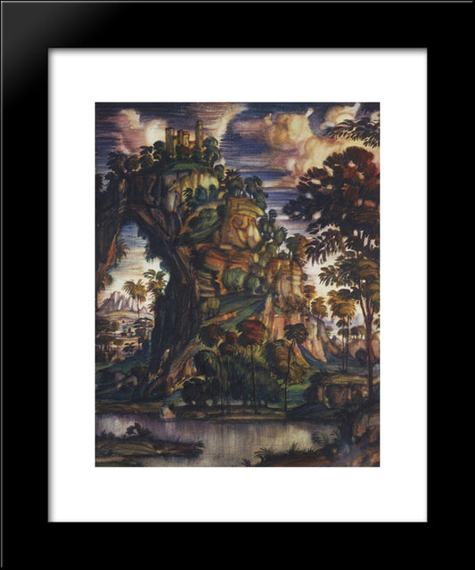 Landscape With Castle 20x24 Black Modern Wood Framed Art Print Poster by Bogaevsky, Konstantin