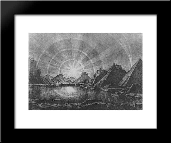 Landscape With Lake 20x24 Black Modern Wood Framed Art Print Poster by Bogaevsky, Konstantin