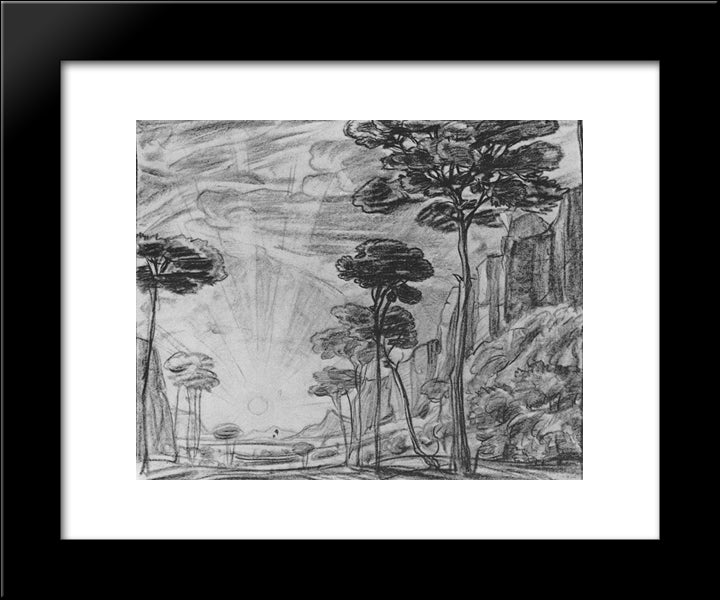 Landscape With Tall Trees 20x24 Black Modern Wood Framed Art Print Poster by Bogaevsky, Konstantin