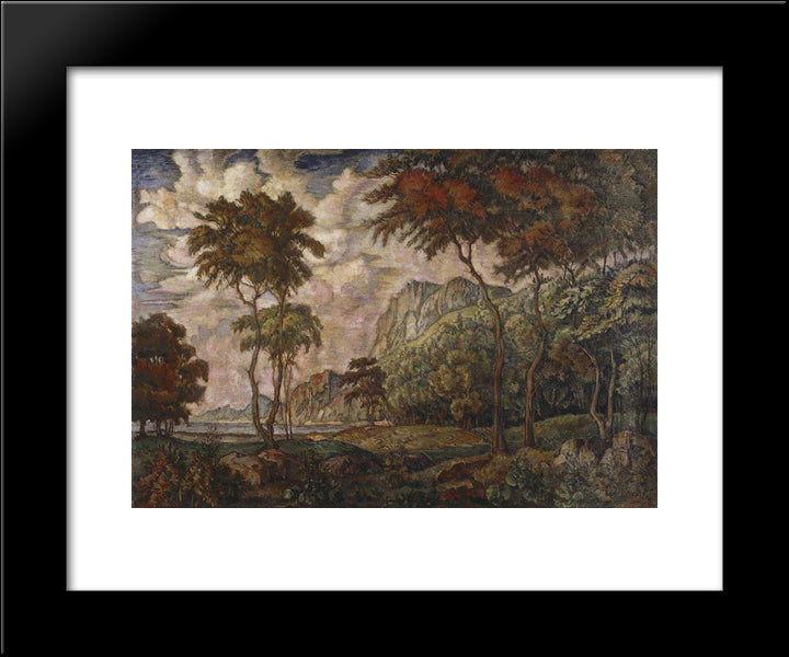 Landscape With Trees 20x24 Black Modern Wood Framed Art Print Poster by Bogaevsky, Konstantin