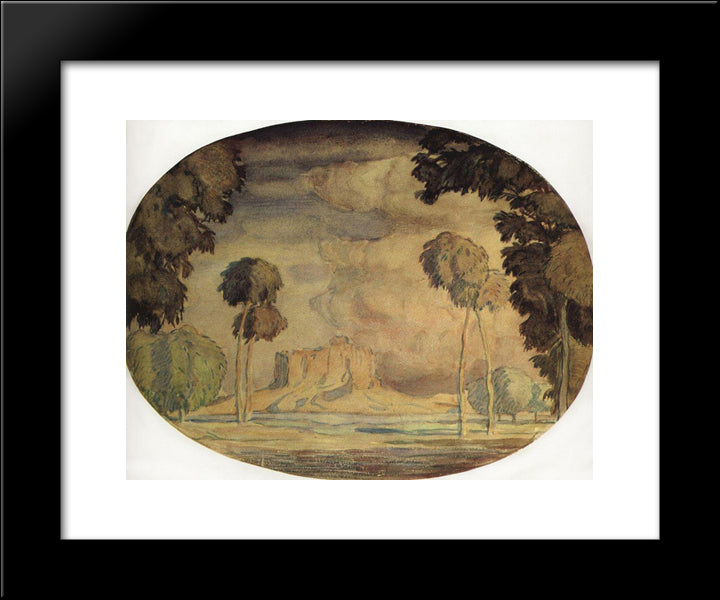 Morning. Pink Gobelin. 20x24 Black Modern Wood Framed Art Print Poster by Bogaevsky, Konstantin