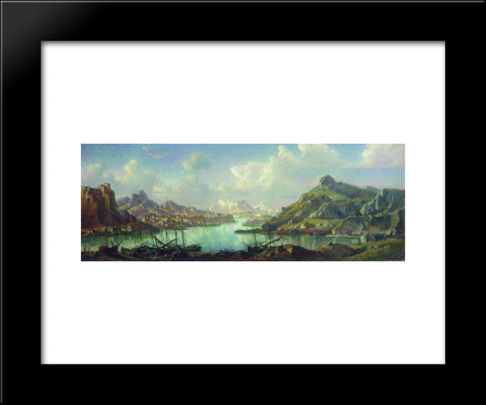 Old Harbor 20x24 Black Modern Wood Framed Art Print Poster by Bogaevsky, Konstantin