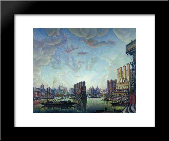 Port Of Imaginary City 20x24 Black Modern Wood Framed Art Print Poster by Bogaevsky, Konstantin