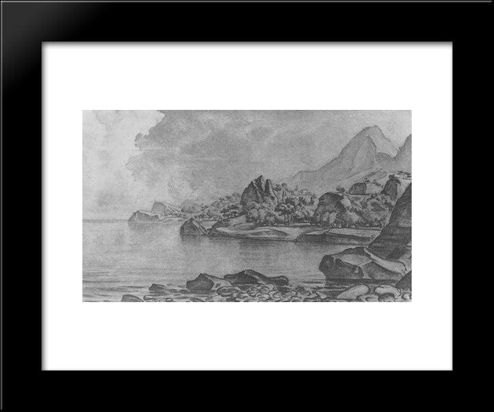 Rocky Seashore 20x24 Black Modern Wood Framed Art Print Poster by Bogaevsky, Konstantin
