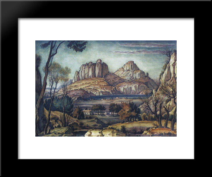Romantic Landscape (Crimean Landscape) 20x24 Black Modern Wood Framed Art Print Poster by Bogaevsky, Konstantin