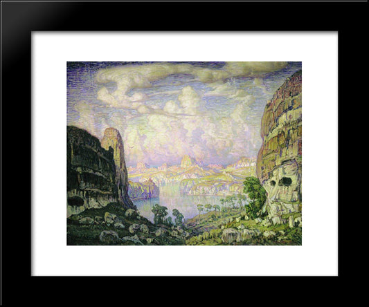 Southern Land. Cave Town. 20x24 Black Modern Wood Framed Art Print Poster by Bogaevsky, Konstantin