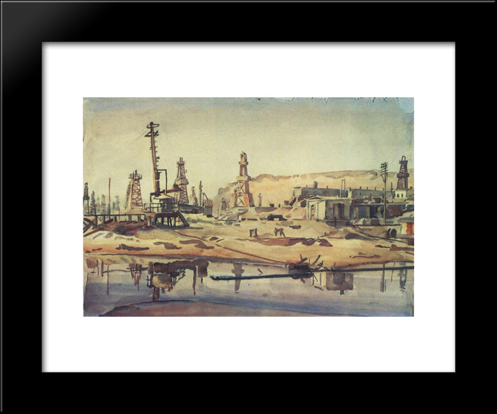 The Baku Oil Fields 20x24 Black Modern Wood Framed Art Print Poster by Bogaevsky, Konstantin