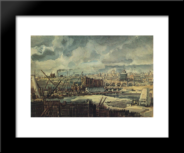 The Industrial Building 20x24 Black Modern Wood Framed Art Print Poster by Bogaevsky, Konstantin