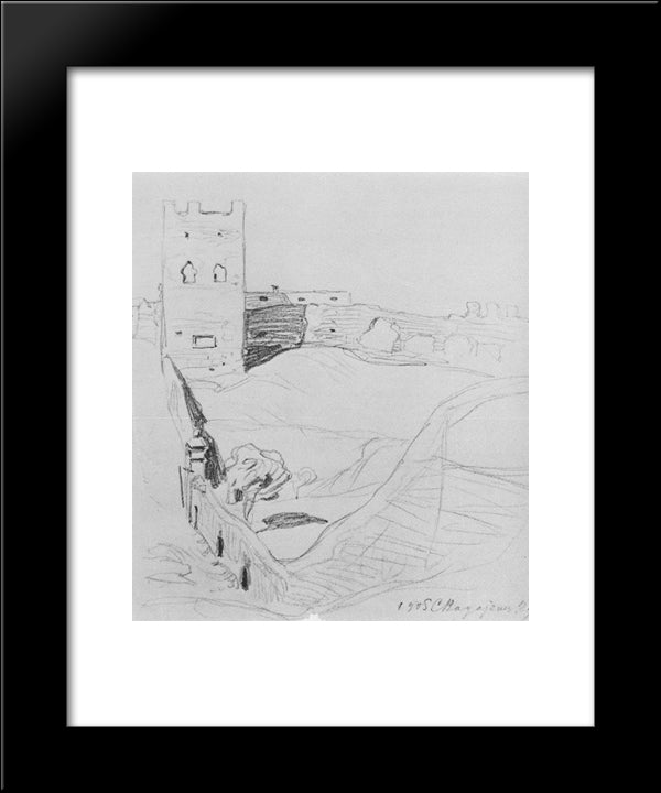 Towers Of Feodosiya 20x24 Black Modern Wood Framed Art Print Poster by Bogaevsky, Konstantin