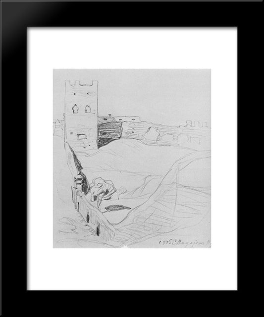 Towers Of Feodosiya 20x24 Black Modern Wood Framed Art Print Poster by Bogaevsky, Konstantin