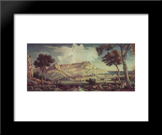 Town In The Valley 20x24 Black Modern Wood Framed Art Print Poster by Bogaevsky, Konstantin