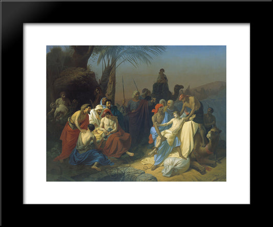 Children Of Jacob Sell His Brother Joseph 20x24 Black Modern Wood Framed Art Print Poster by Flavitsky, Konstantin Dmitriyevich