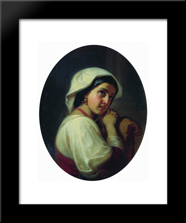 Italian Girl 20x24 Black Modern Wood Framed Art Print Poster by Flavitsky, Konstantin Dmitriyevich