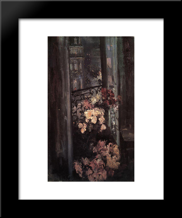 A Parisian Balcony 20x24 Black Modern Wood Framed Art Print Poster by Korovin, Konstantin