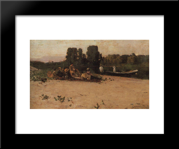 A Picnic 20x24 Black Modern Wood Framed Art Print Poster by Korovin, Konstantin