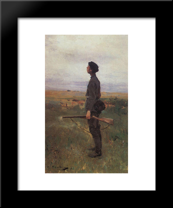 A Poor Shot 20x24 Black Modern Wood Framed Art Print Poster by Korovin, Konstantin
