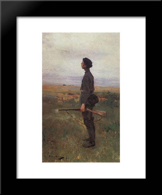 A Poor Shot 20x24 Black Modern Wood Framed Art Print Poster by Korovin, Konstantin