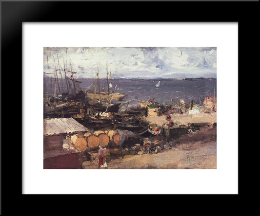 Arkhangelsk Port On Dvina 20x24 Black Modern Wood Framed Art Print Poster by Korovin, Konstantin