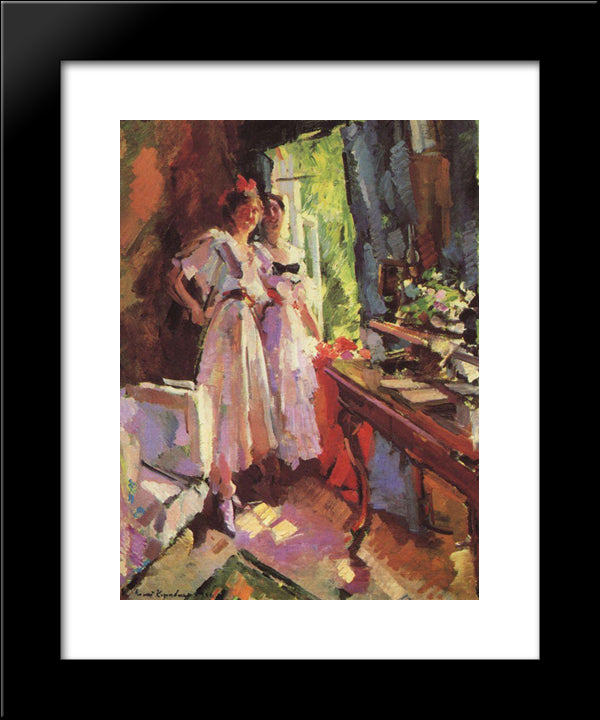 At The Open Window 20x24 Black Modern Wood Framed Art Print Poster by Korovin, Konstantin