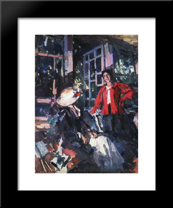 At The Window 20x24 Black Modern Wood Framed Art Print Poster by Korovin, Konstantin