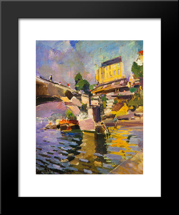 Bridge In Saint Cloud 20x24 Black Modern Wood Framed Art Print Poster by Korovin, Konstantin