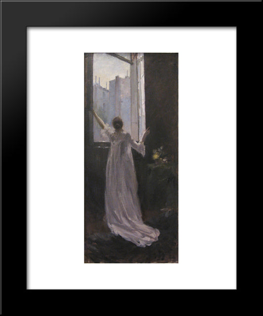By The Window 20x24 Black Modern Wood Framed Art Print Poster by Korovin, Konstantin