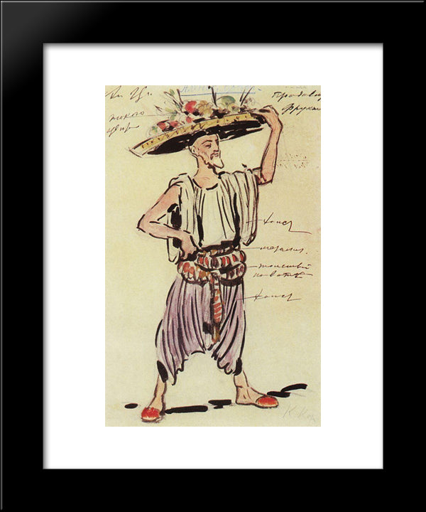 Fruit Seller.Costume Design For Gartman`S Ballet 20x24 Black Modern Wood Framed Art Print Poster by Korovin, Konstantin