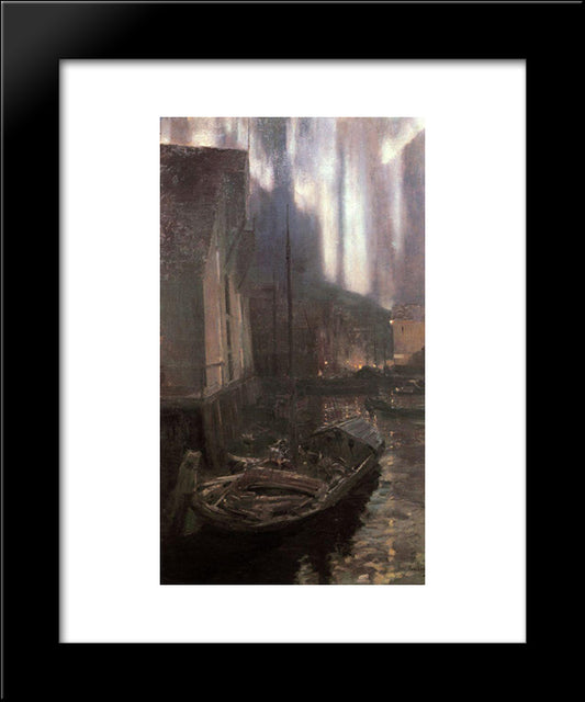 Hammerfest. The Nothern Lights 20x24 Black Modern Wood Framed Art Print Poster by Korovin, Konstantin