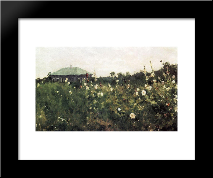 Hollyhocks In The Saratov Region 20x24 Black Modern Wood Framed Art Print Poster by Korovin, Konstantin