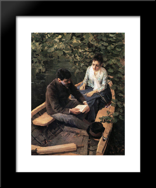 In The Boat 20x24 Black Modern Wood Framed Art Print Poster by Korovin, Konstantin